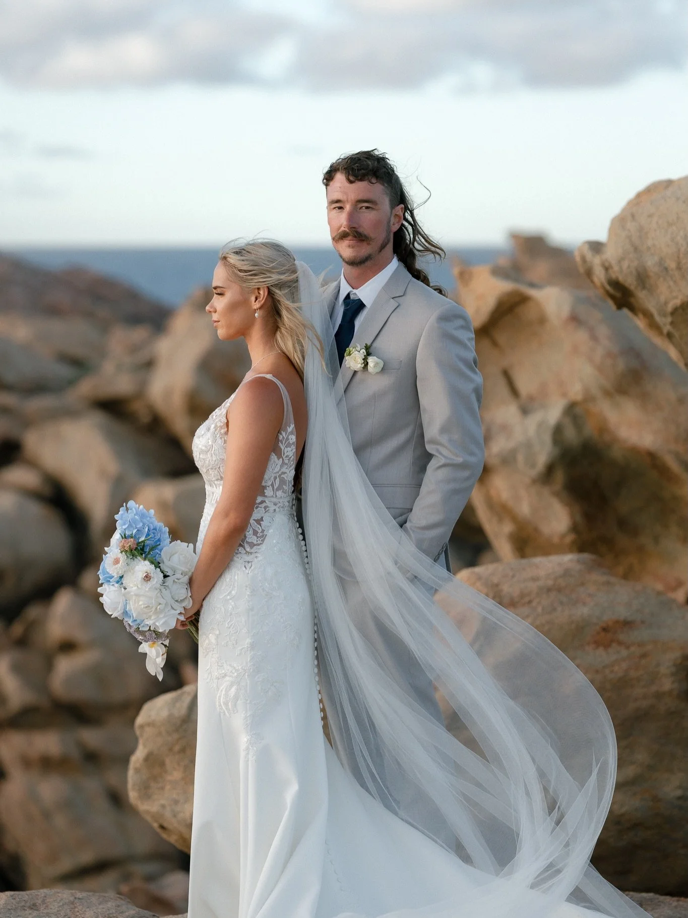 Bec &amp; James 
with the Wild Southwest coastline