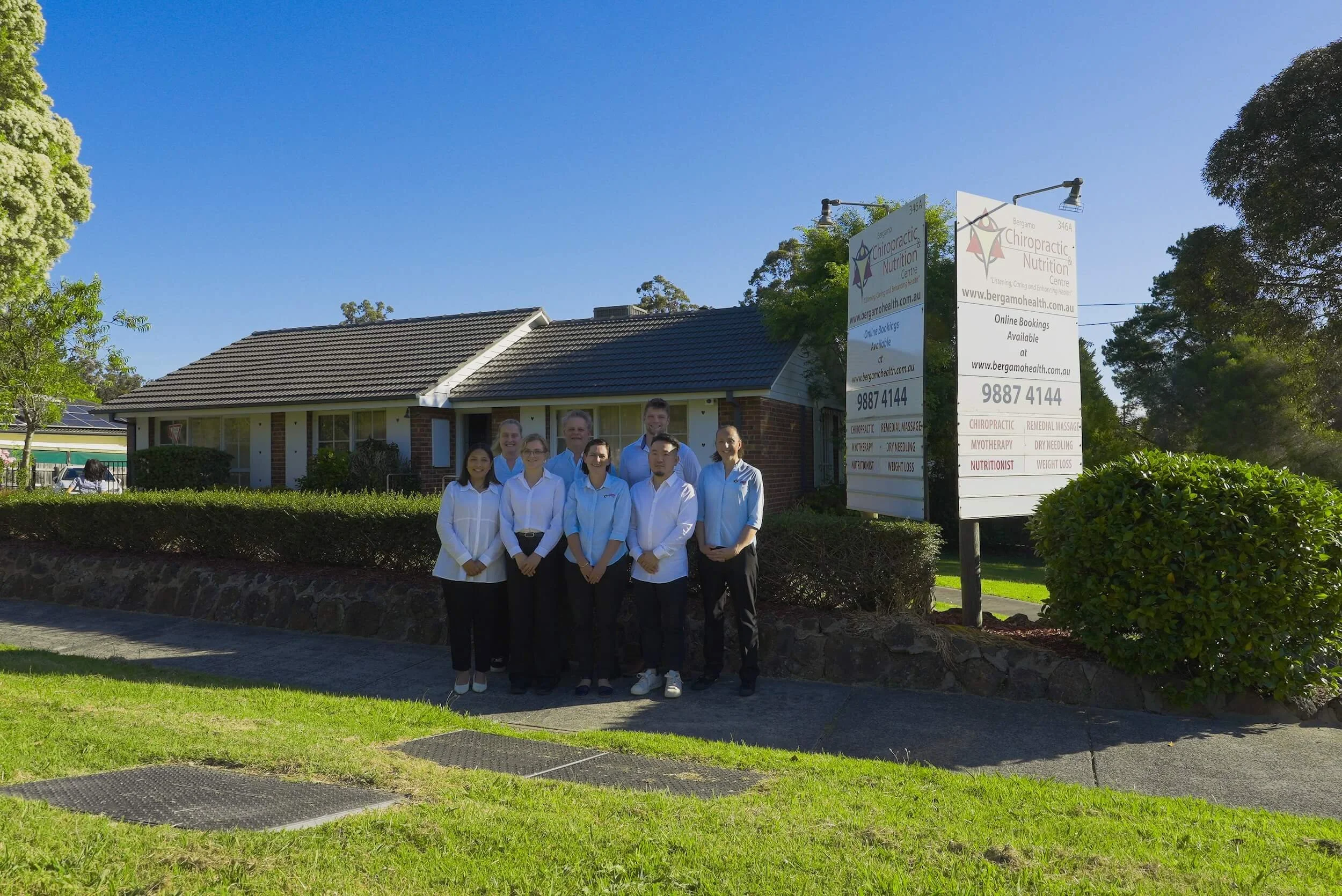 Bergamo Health team outside the clinic on Boronia Road