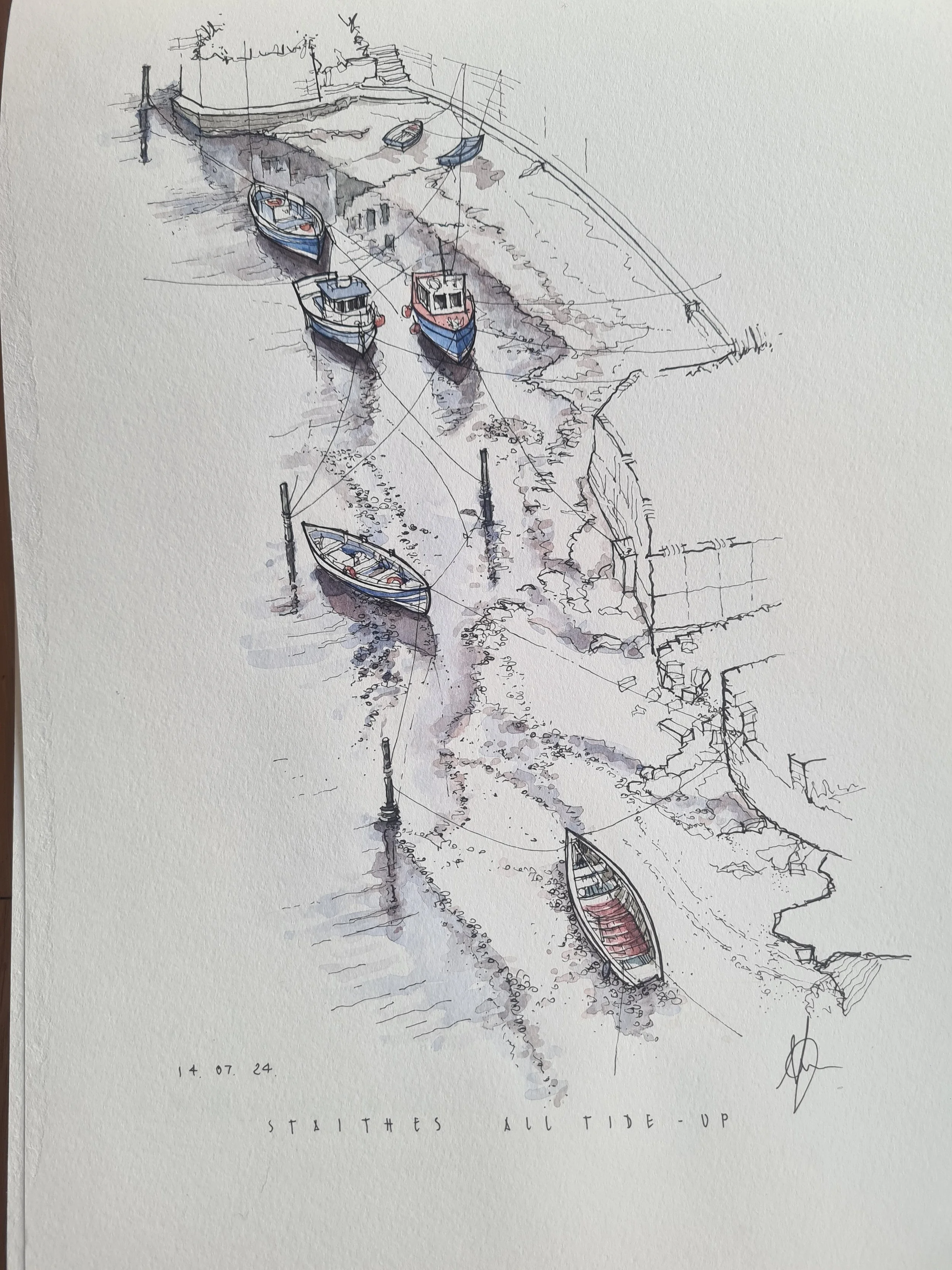 Staithes boats , taken from the bridge , a favourite image of mine with delicate colour added to the detail 