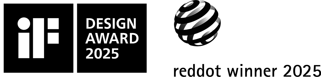 iF Design Award 2025 logo with black and white geometric globe
