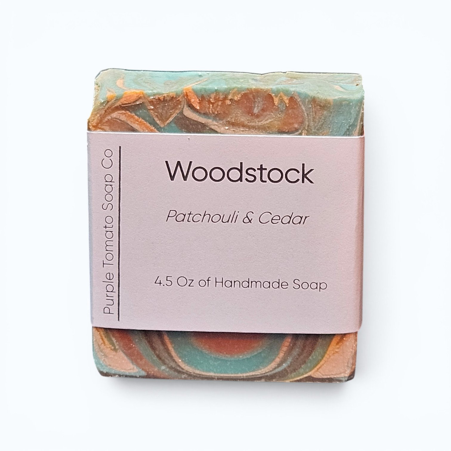 Handmade patchouli cedarwood soap bar with earthy woodsy scent, cold process natural soap