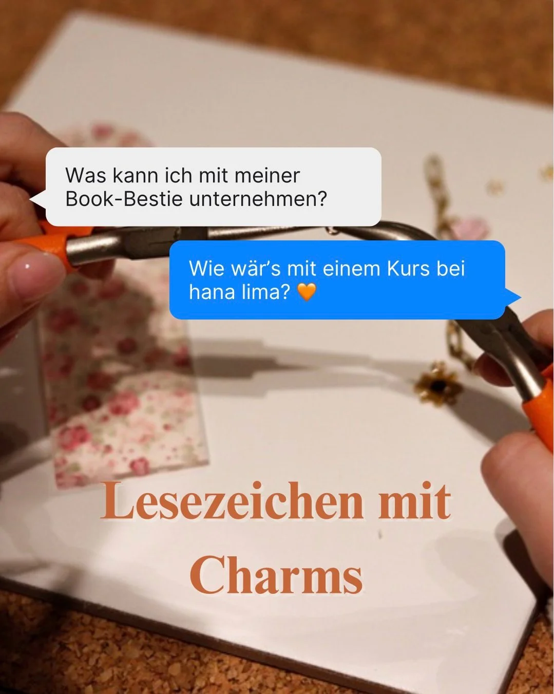 Bookies aufgepasst: das erwartet euch bei unserem Kurs Lesezeichen mit Charms 📖🧡 bucht jetzt euren ersten Kurs auf unserer Website, den Link findet ihr in der Bio. Wir freuen uns auf euch! 🫶🏼 
#kreativkurs #lesezeichendiy #hamburg