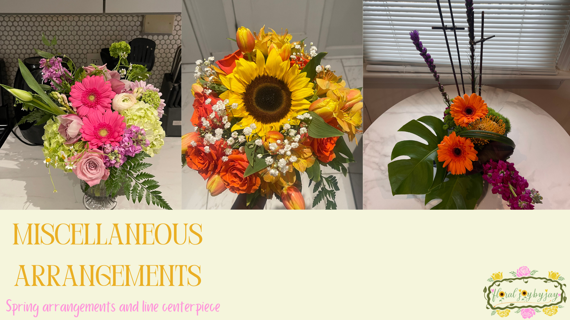 spring arrangements and line centerpiece