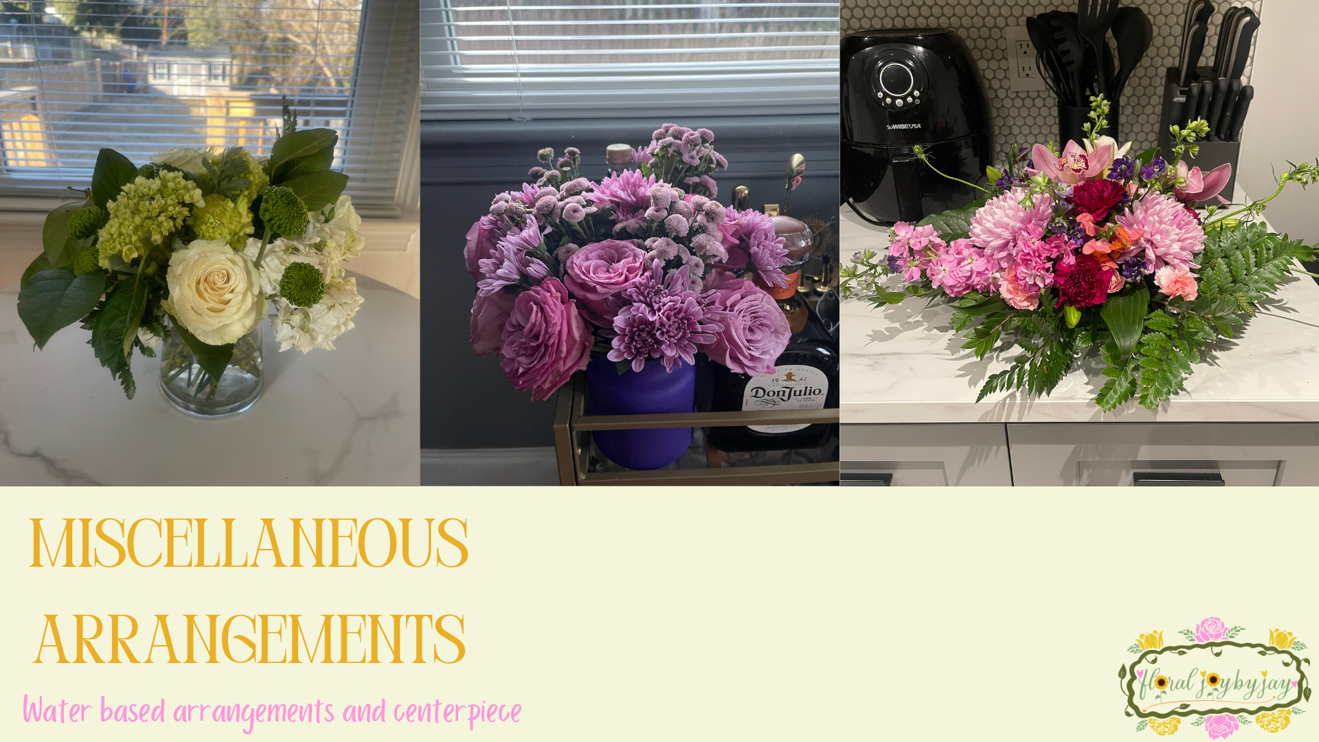 water based arrangements and centerpiece