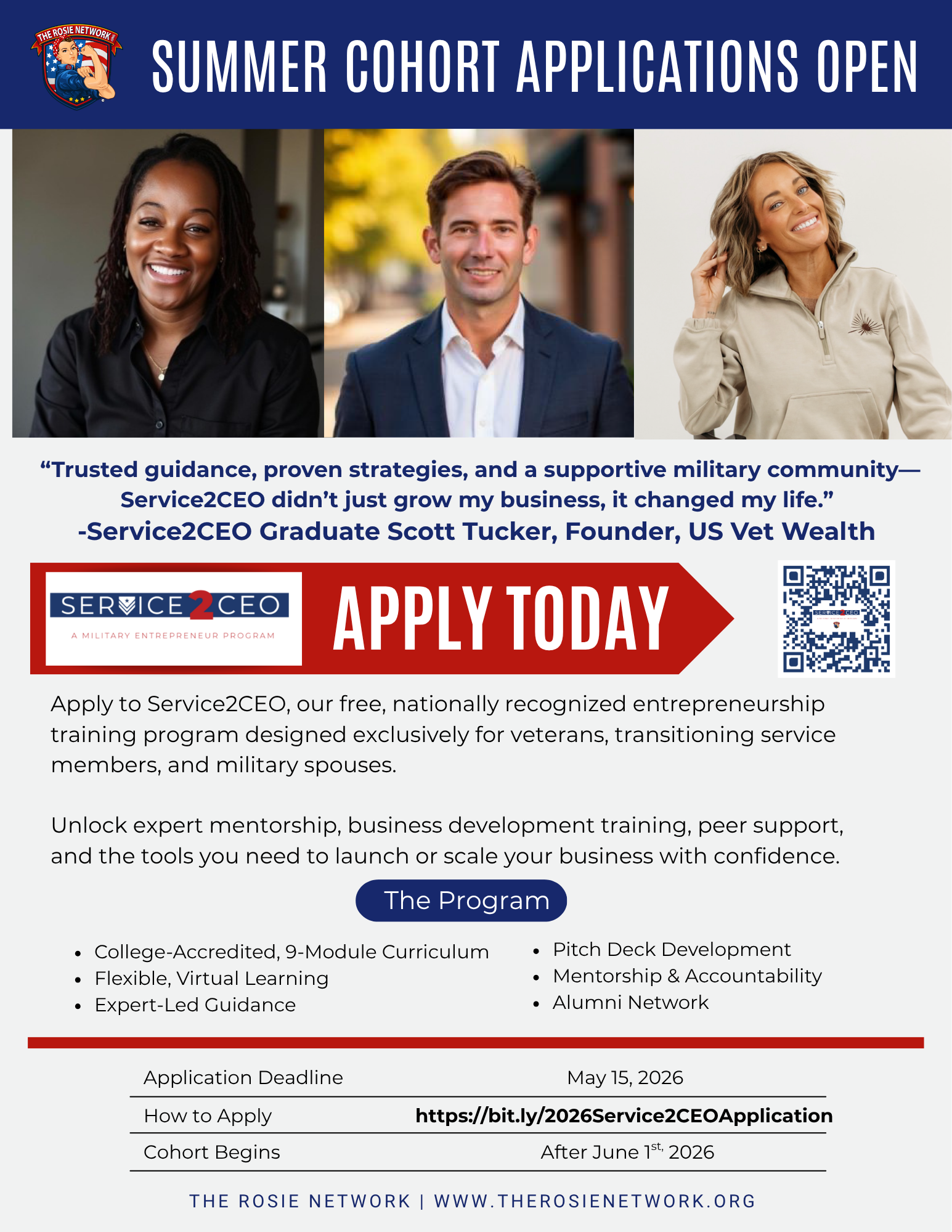 Service to CEO Cohort Applications Due May 15th-The Rosie Network