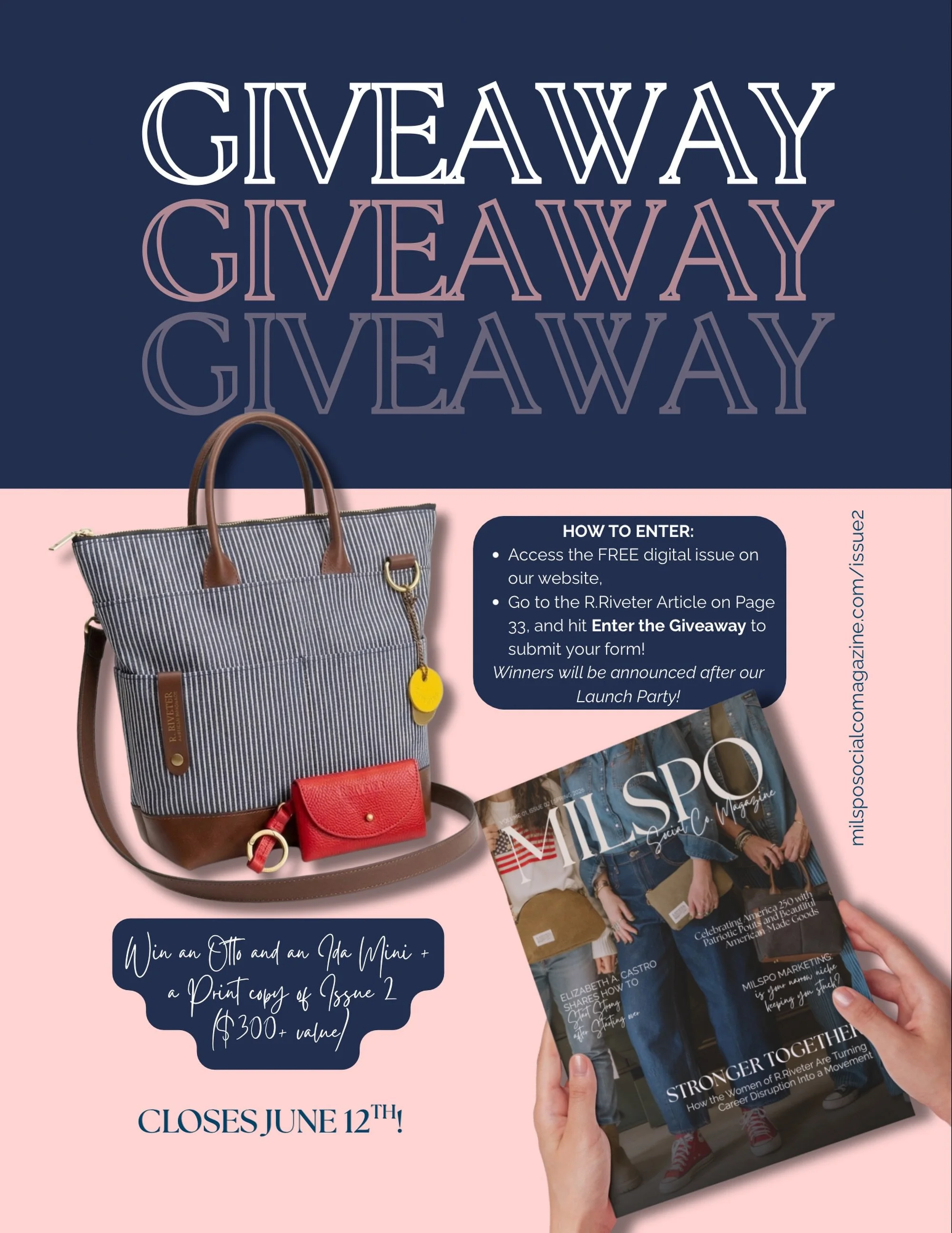 Want to be entered into a giveaway to win @rriveterbags and a copy of @milsposocialco magazine? Rules: access our free digital issue on our website, and fill out the entry form on page 33! Entries close on the 12th! Get your entry in! #milspo #milspo