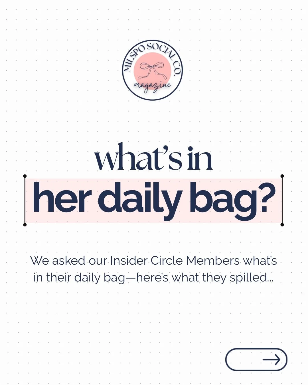 What&rsquo;s in your daily bag? We asked MILSPO Social Co. Insider Circle members to give us a peek, but seriously, what&rsquo;s your grab and go, go-to? #milspo #milspouseowned #milspousepreneur #milso #wivesofthearmedforces
