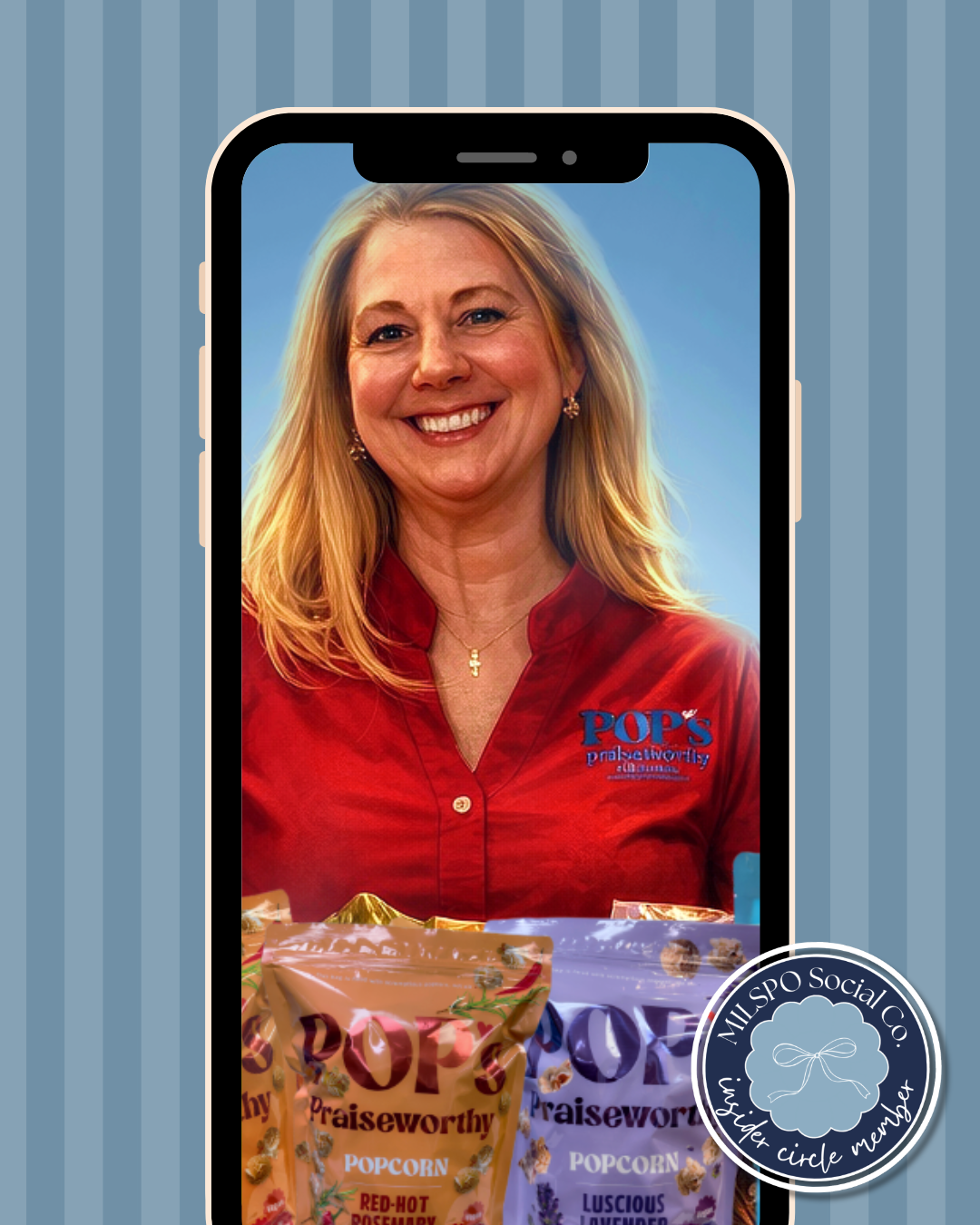 Image of Nicole Brown with her popcorn brand, Pop's Praiseworthy Popcorn