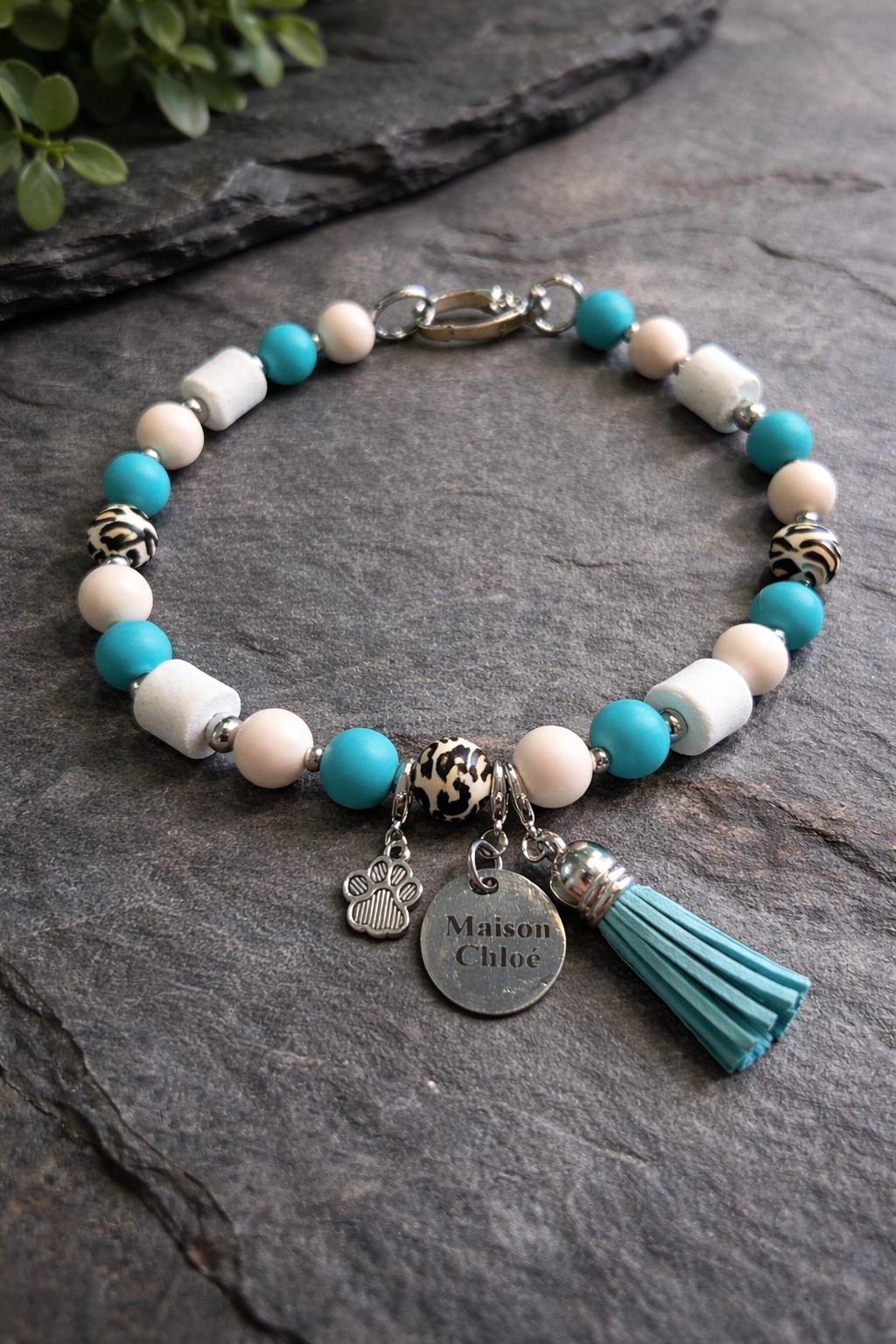 SOFORTKAUF HU 35cm-37cm EM-Keramik Hundekette Wild Aqua 🐾💧