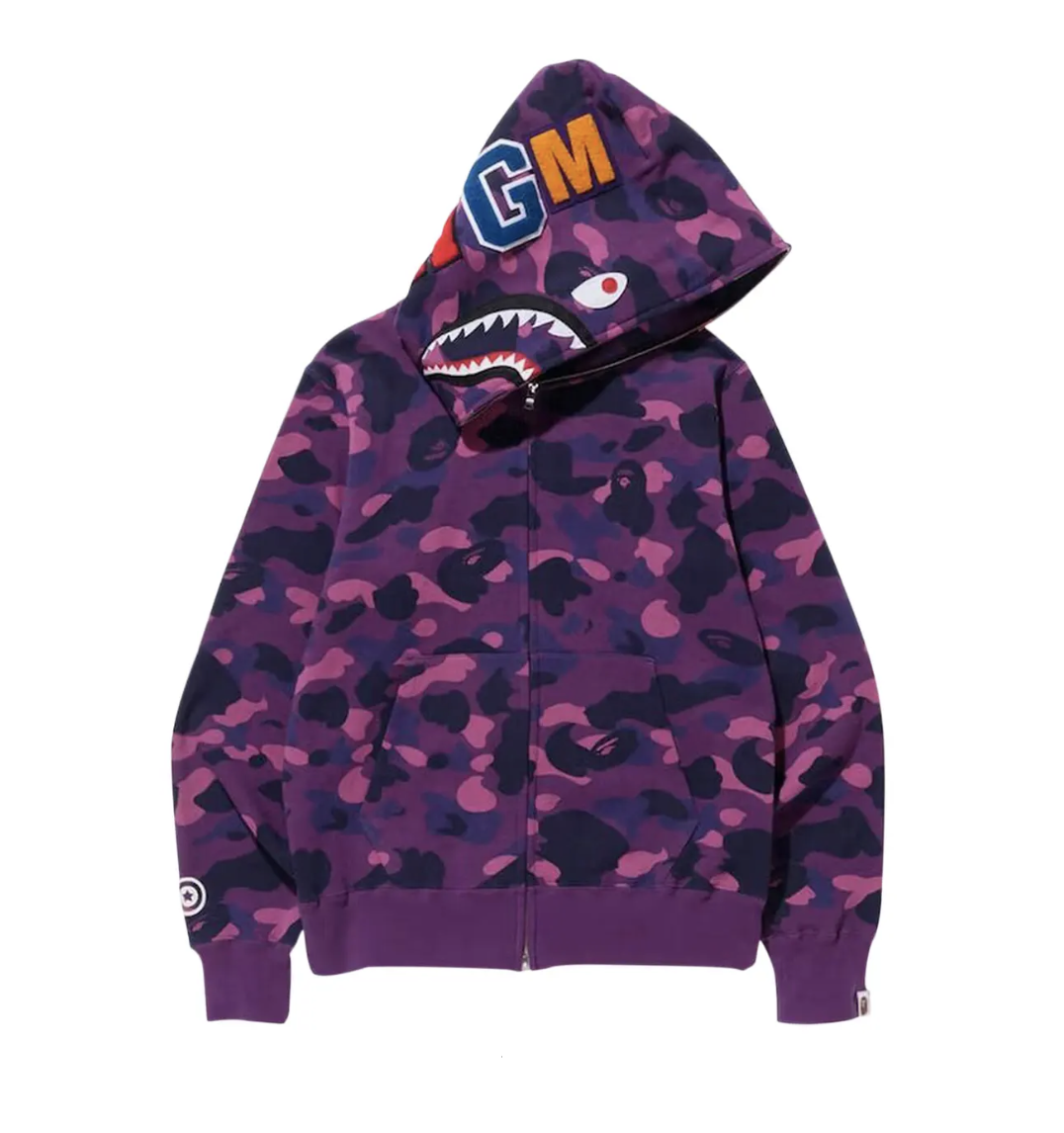 BAPE Color Camo Shark Full Zip Hoodie 'Purple'