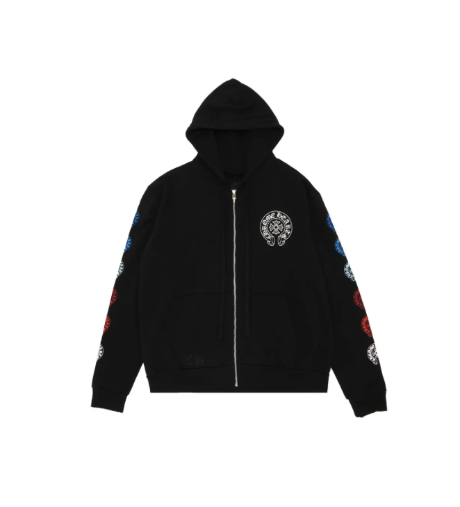 Chrome Hearts Horseshoe Logo Gradient Zip Up Hoodie 'Black'