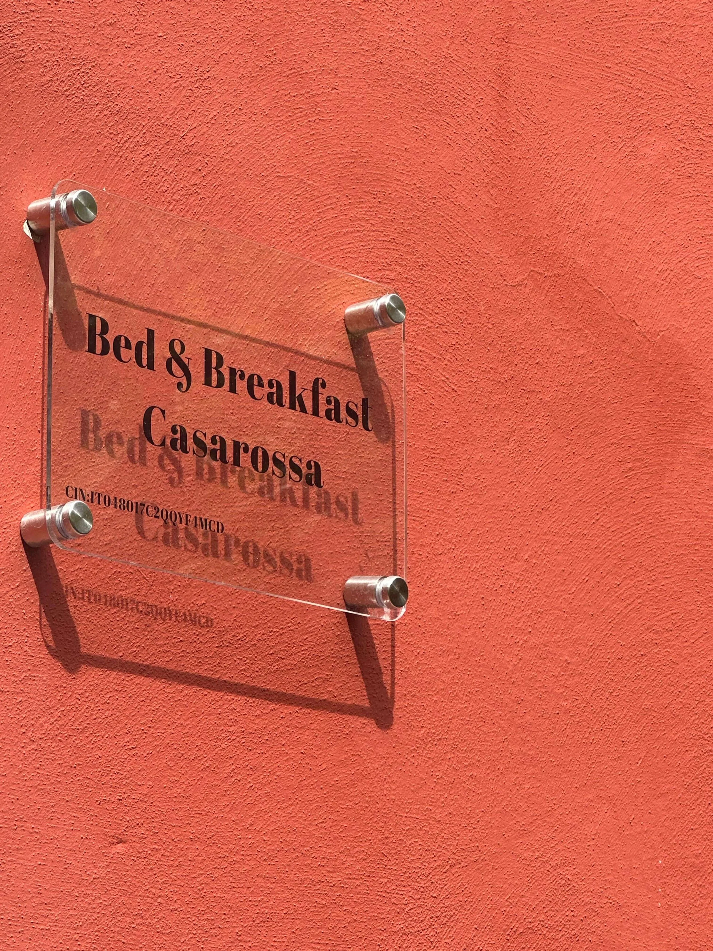 Image showing the Bed & Breakfast casarossa signage outside of their hotel in italy