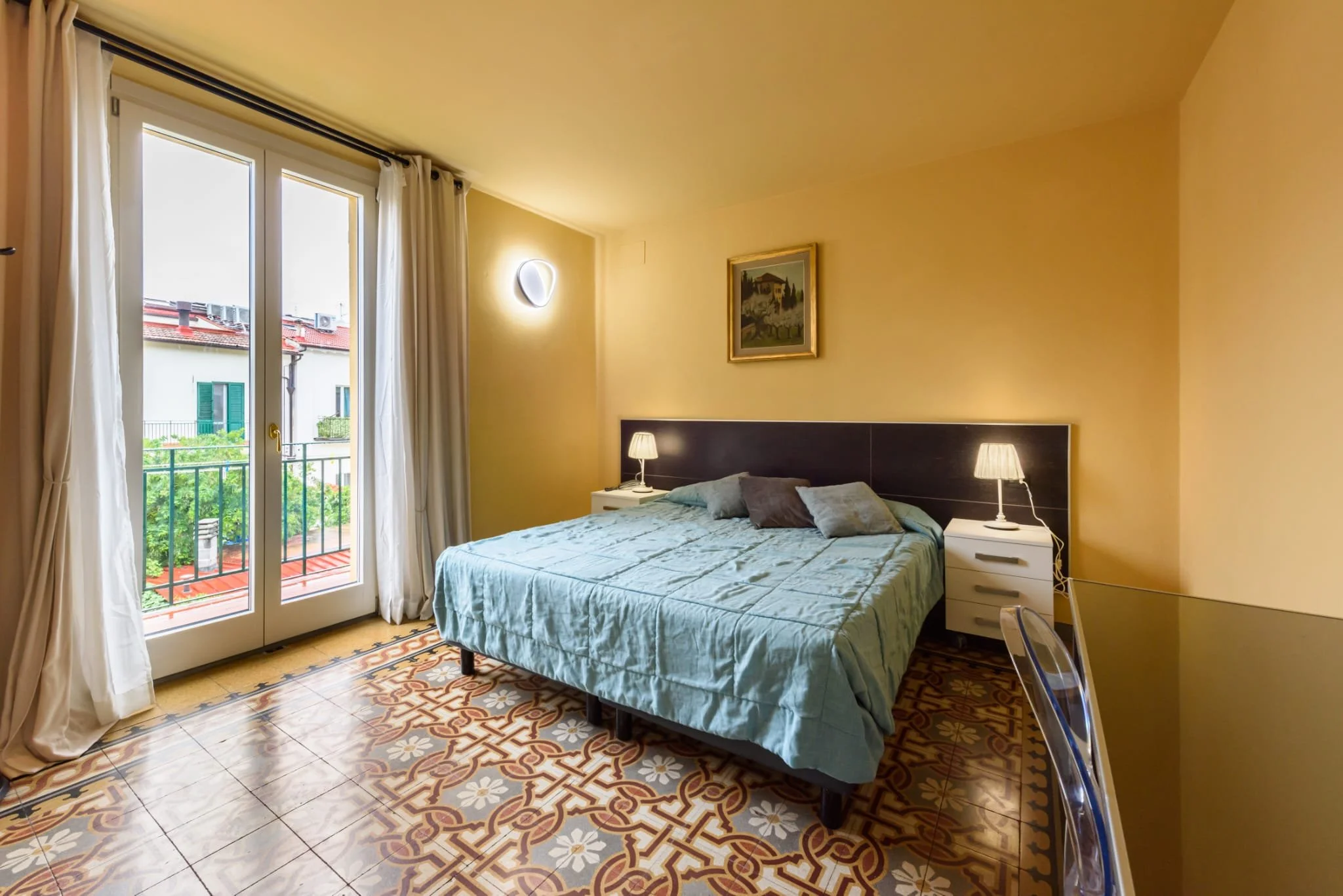 Another angle of the room with a single triple bed