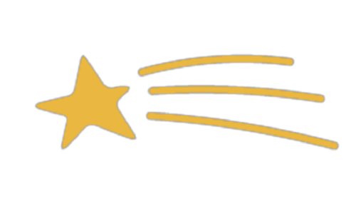 A yellow star with trailing yellow lines on a black background.