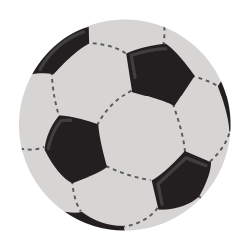 A black and white soccer ball with pentagon and hexagon patches.