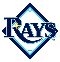 The Tampa Bay Rays logo featuring the word 'RAYS' with a stylized star and a diamond-shaped background.