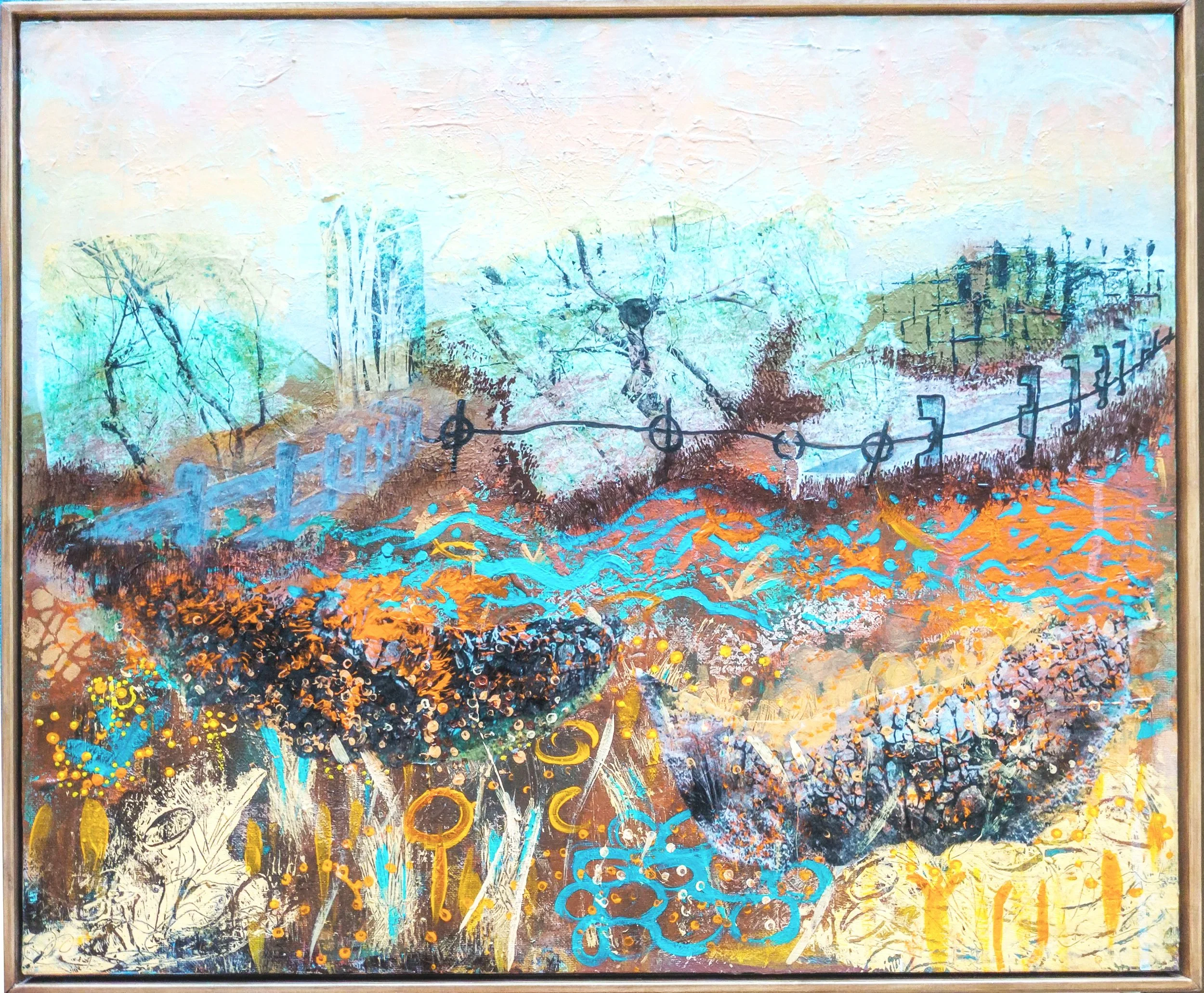 Farago - Mixed media acrylic in a floating frame.    60 x 50 