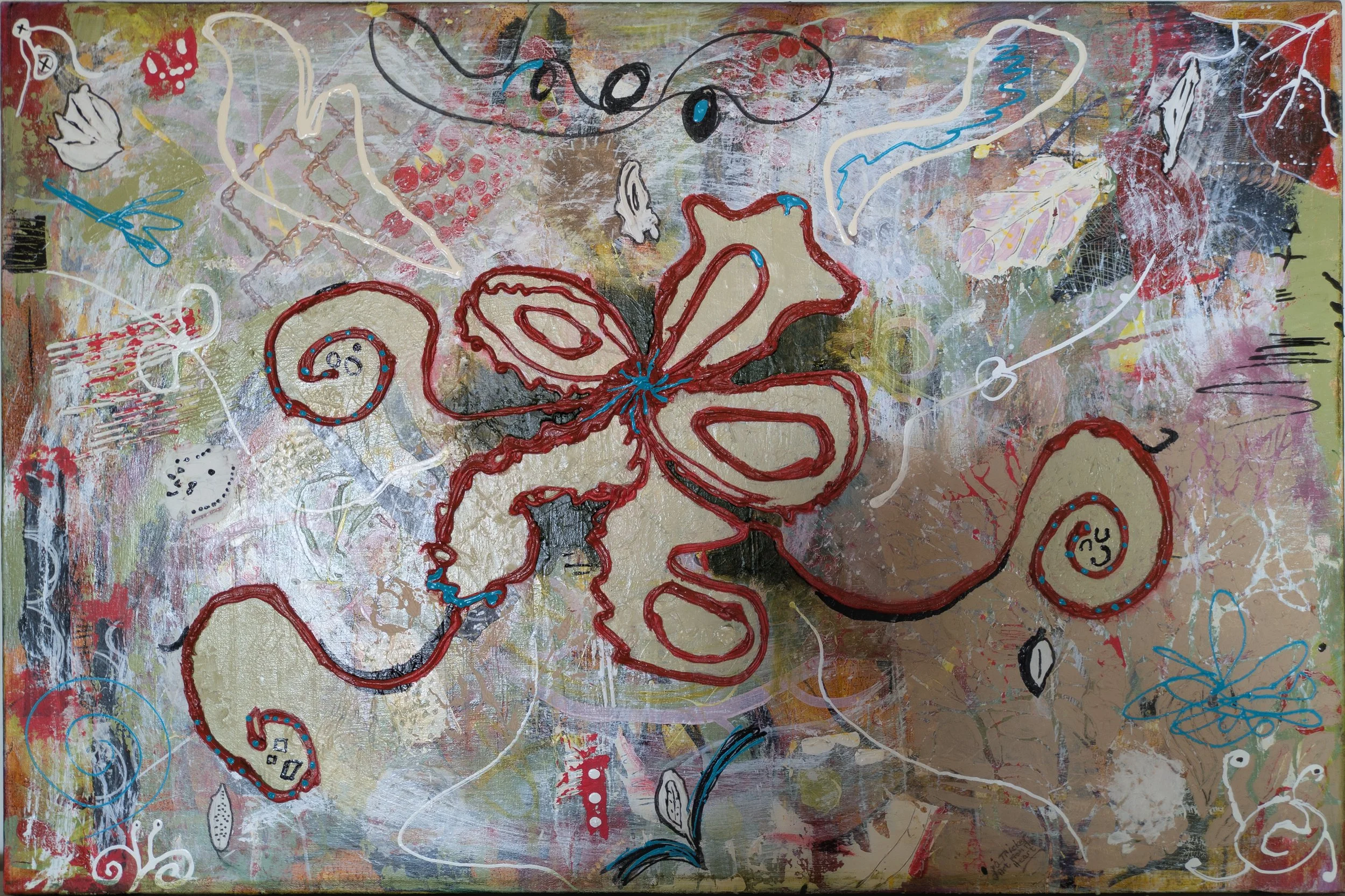 EMERGING OCTOPI - Acrylic and Spackfiller on Canvass 
90 x 60 cm                                                 $