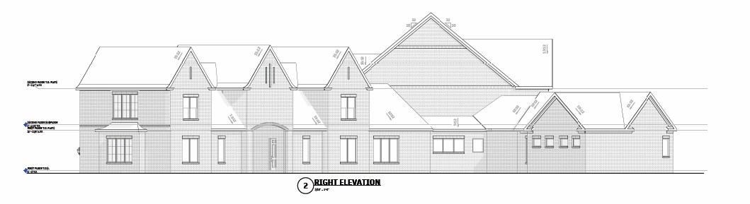 Right elevation view of home construction plans