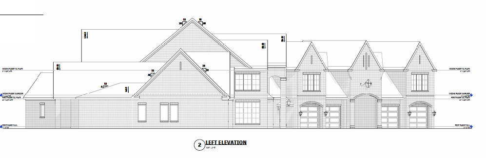 Left elevation of home construction plans