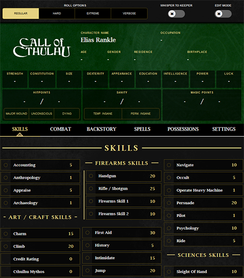 Call of Cthlulu 7th Edition