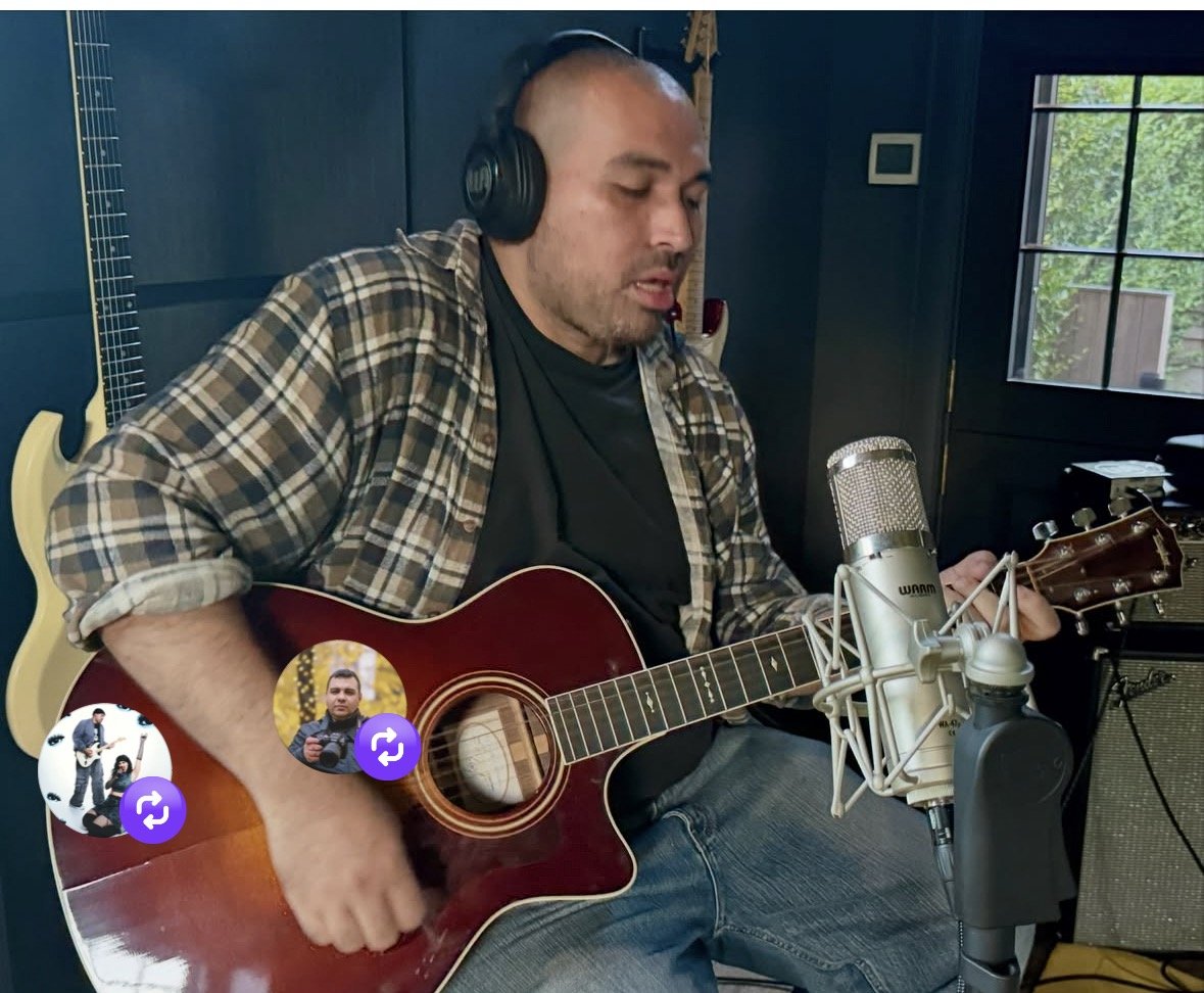 Gabriel Castellar recording Acoustic Guitar for Outernational at Chad Smiths studio