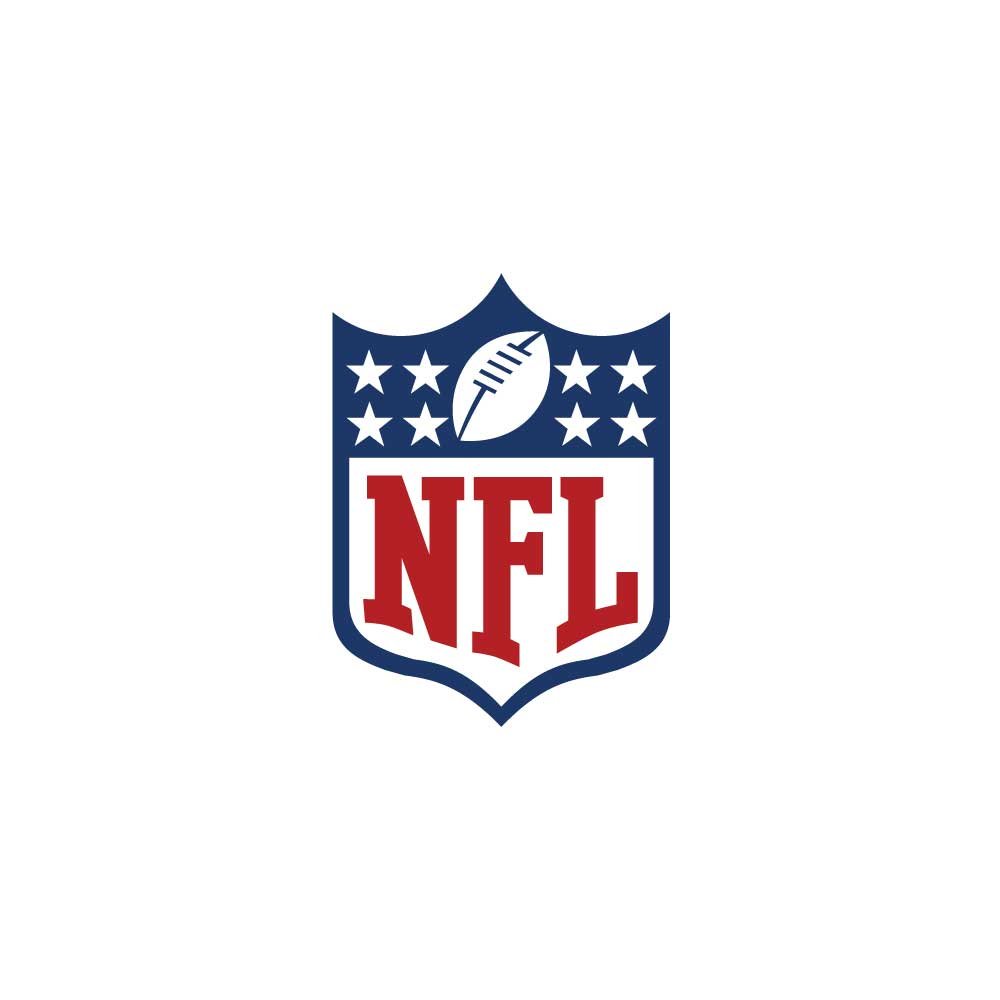 NFL logo with a shield, stars, and a football image at the top.