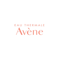 Logo for Eau Thermale Avène, a skincare brand with black background and pink text.