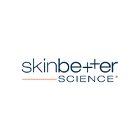 Skinbetter Science logo with black background and blue and gray text