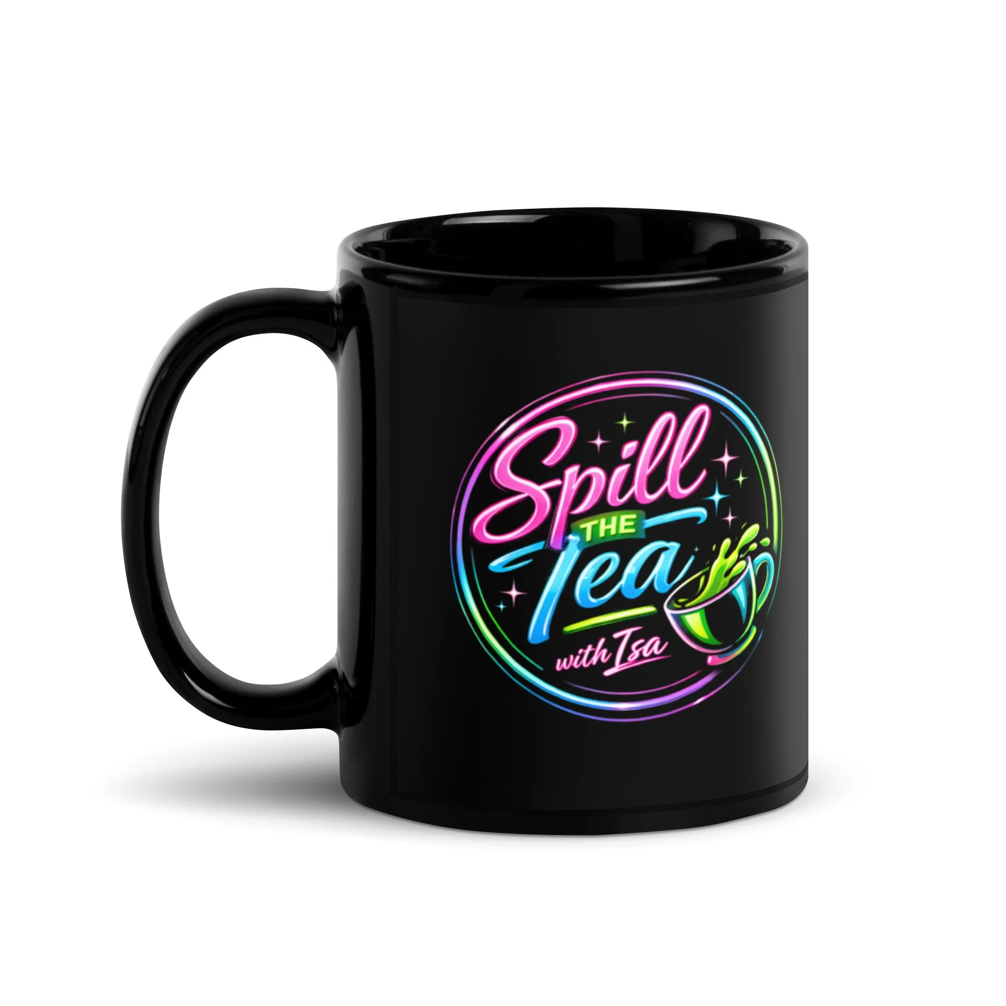 Spill the Tea w/Isa-Black Glossy Mug