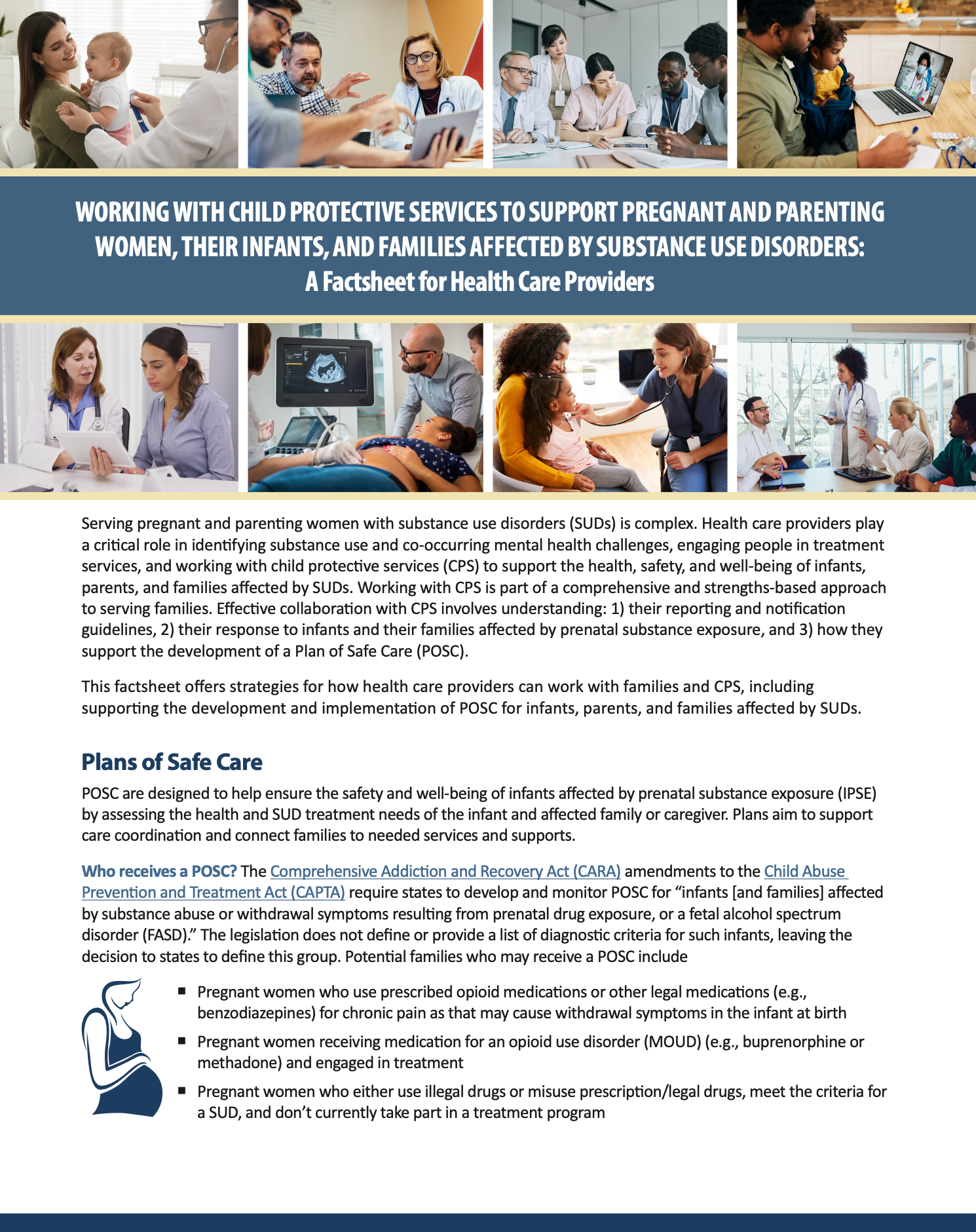 DOCUMENT: Working With Child Protective Services to Support Pregnant and Parenting Women, Their Infants, and Families Affected by Substance Use Disorders: A Factsheet for Health Care Providers