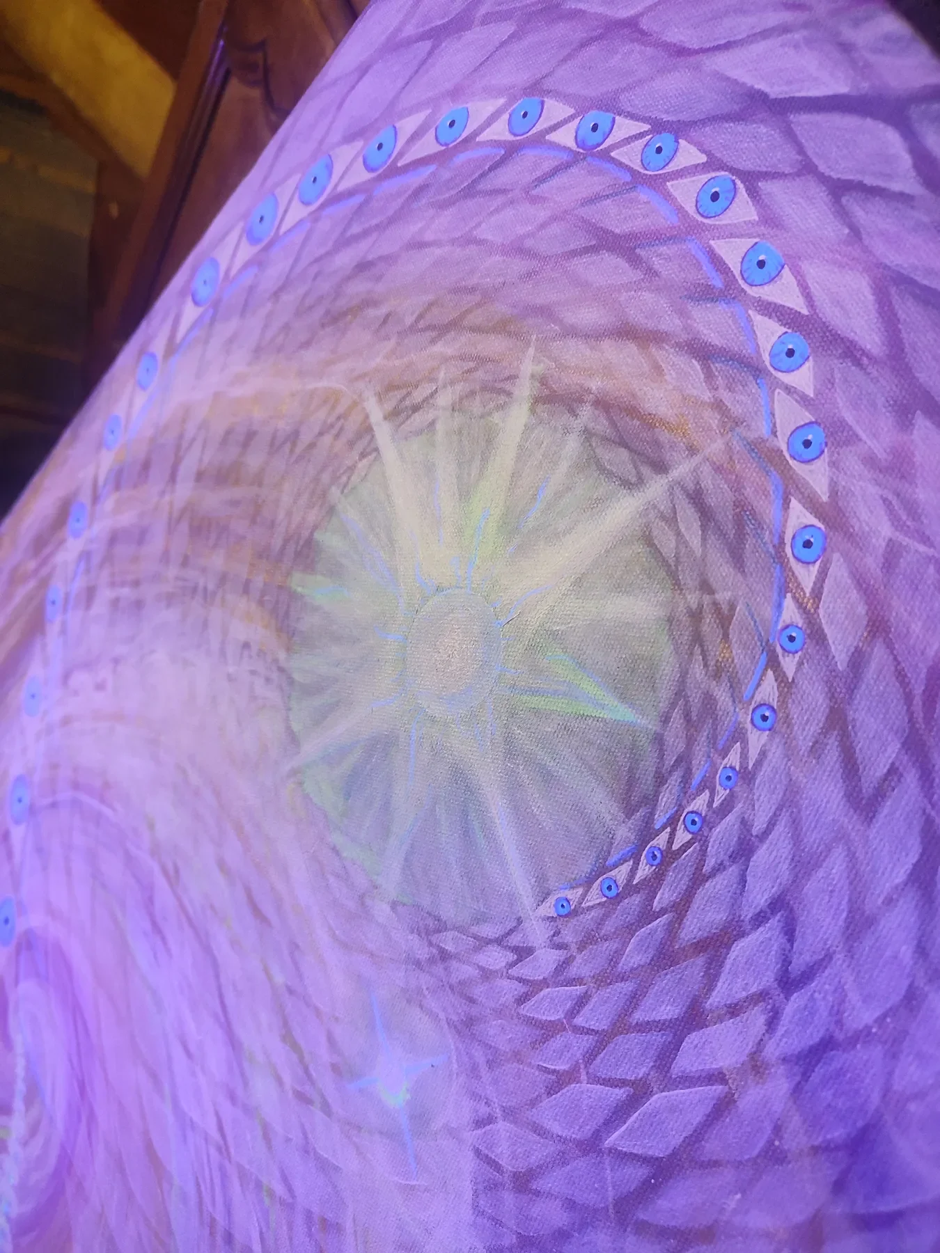 Détail de "Exoplanet" Œuvre abstraite visionnaire représentant galaxie spiralé et fractale par Tom Dusauvage