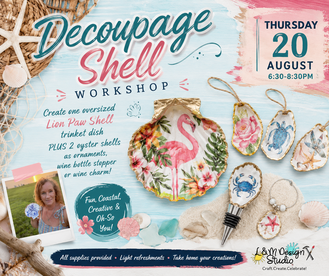 September 2- Decoupage Shell Workshop