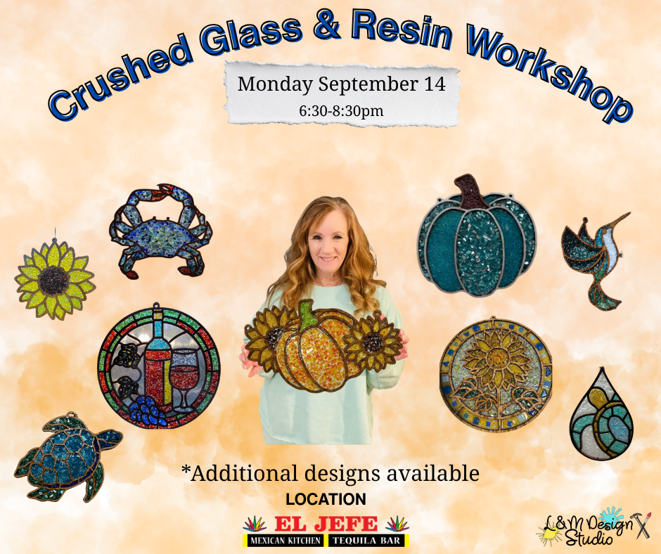 September 14-Crushed Glass & Resin Workshop at El Jefe