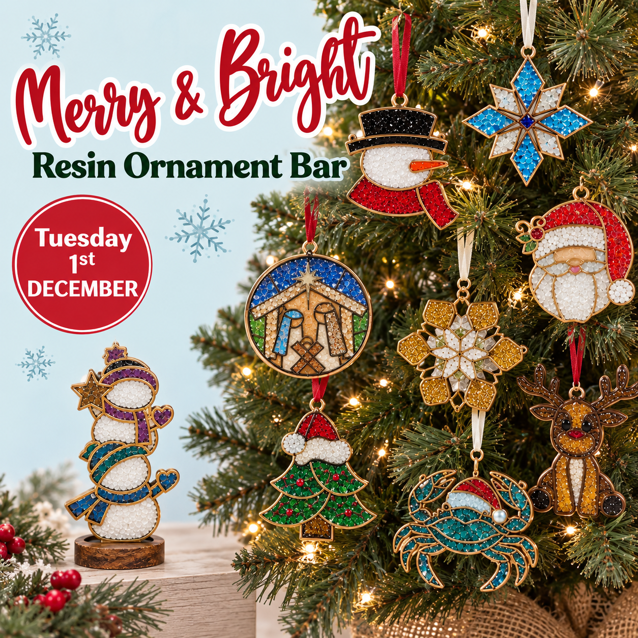 December 1- Crushed Glass & Resin Ornaments at Dock House Restaurant