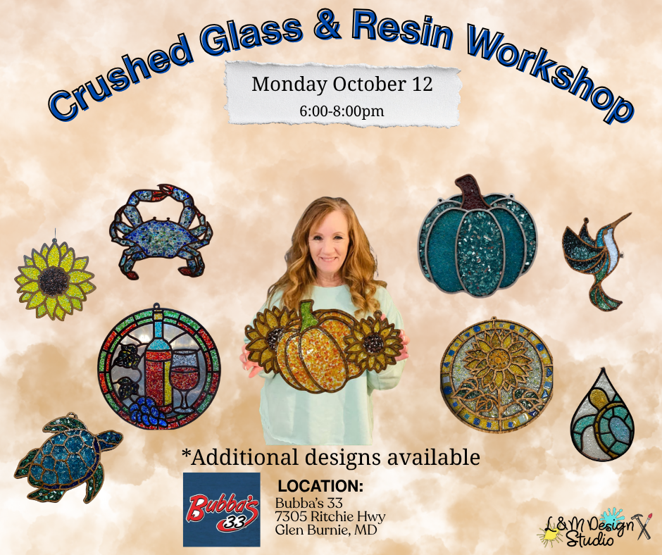 October 12-Crushed glass & Resin Workshop at Bubba's 33