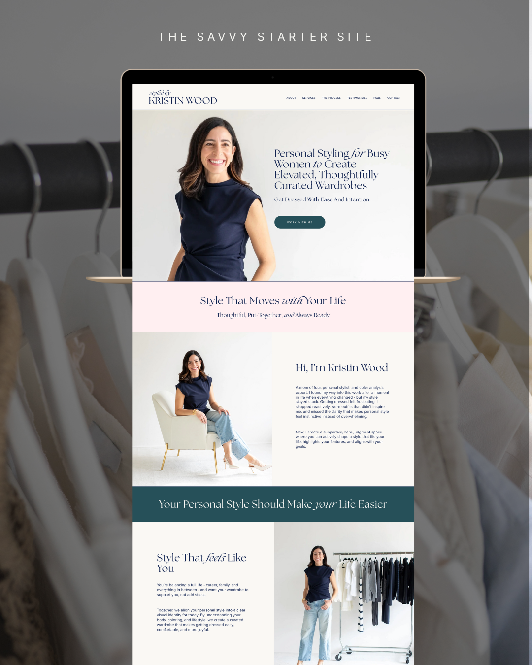 A bedroom with a bed, white bedding, wooden headboard, a wooden vase with dried flowers, and a window with blinds casting shadows on the wall.