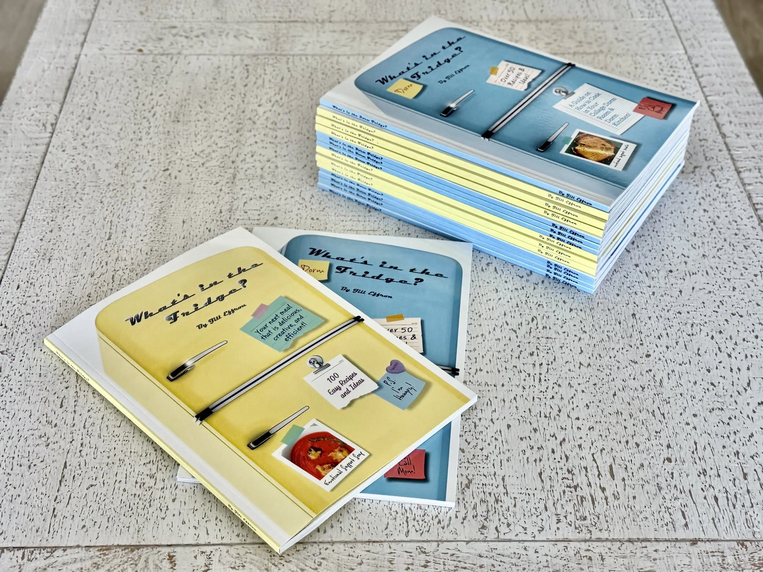 cookbooks fanned out on a counter