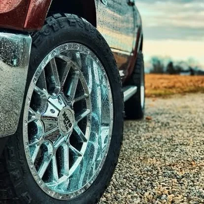 Custom KMC Chrome wheel on a classic truck. 