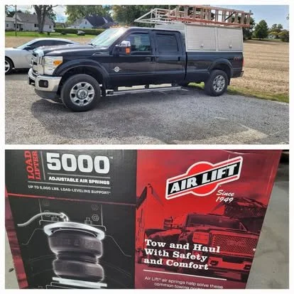 Ford Super Duty work truck with Air Lift Airbags. 