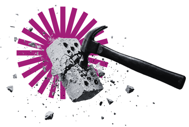 Hammer smashing brick