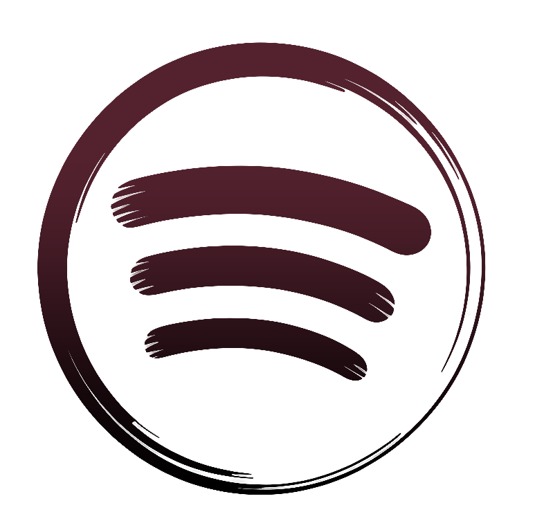 A dark red, rounded geometric shape with a gradient background.