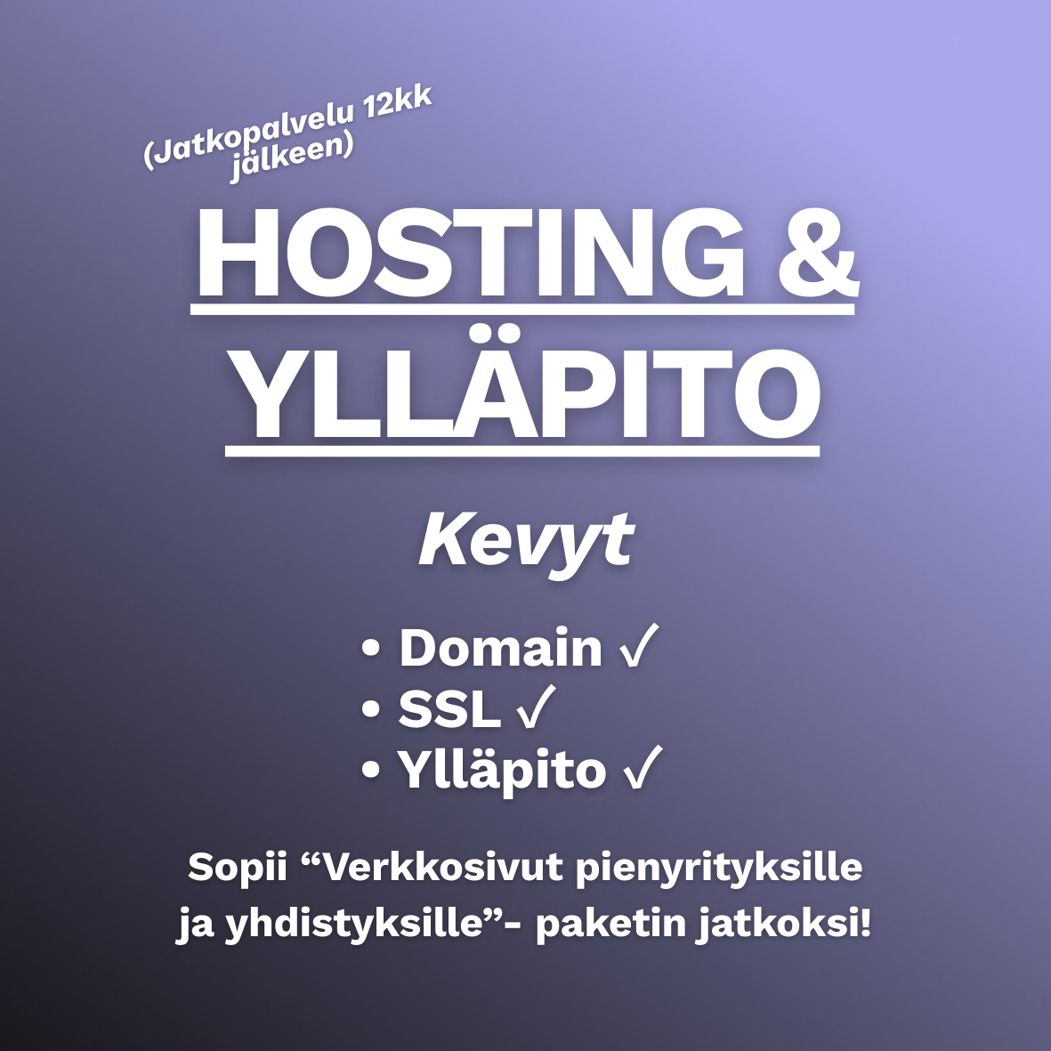 Hosting & ylläpito — ilman stressiä: Kevyt