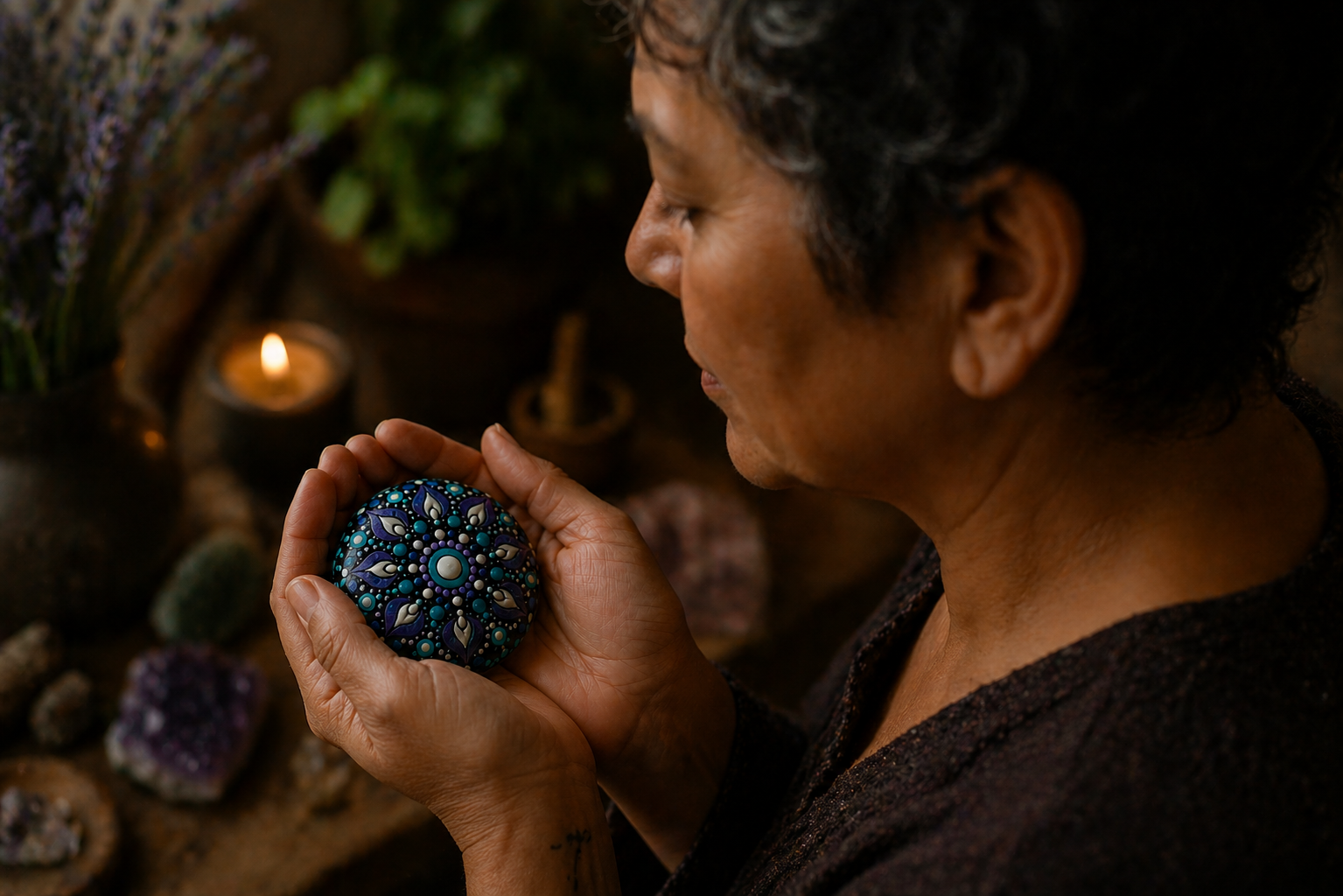 Holding Touchstone_Mandala_Stone