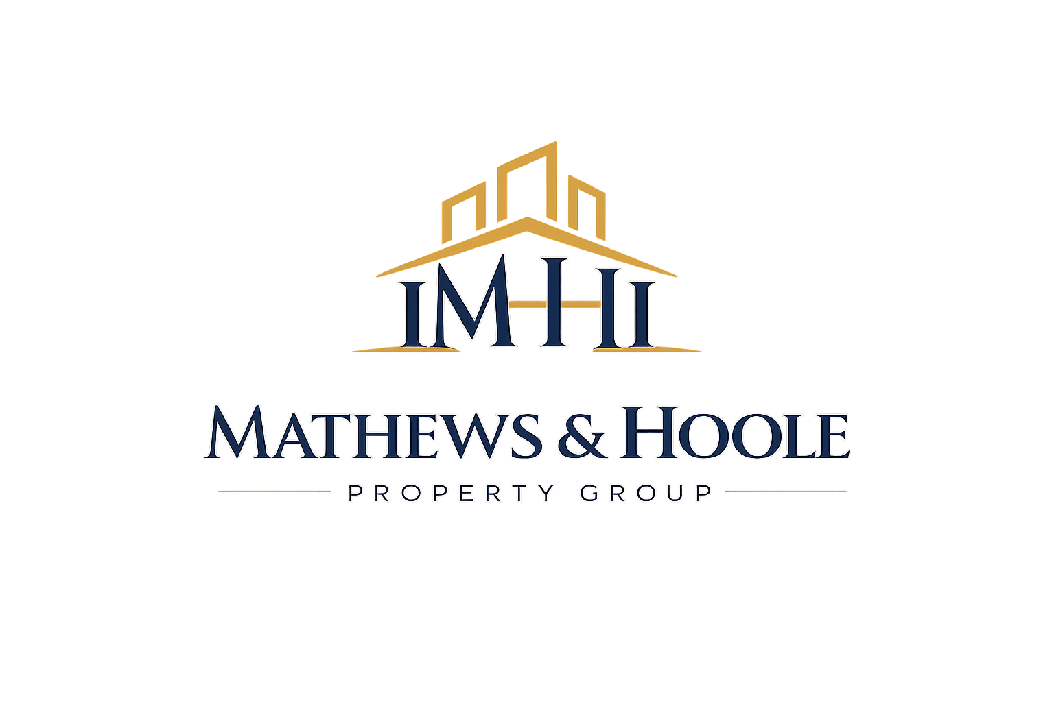 Logo of Mathews & Hoole Property Group with a house graphic above the company initials 'MH' and the full name written below.