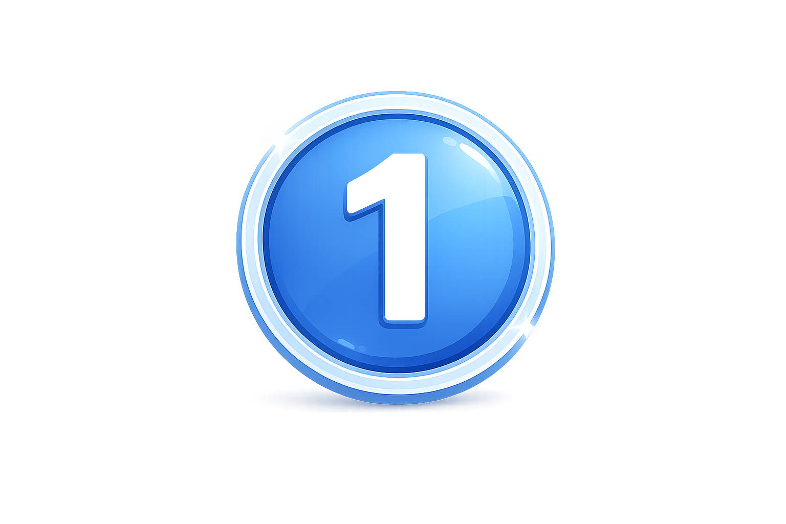 Blue digital button with the number 1 in the center, glowing with a bright white border.