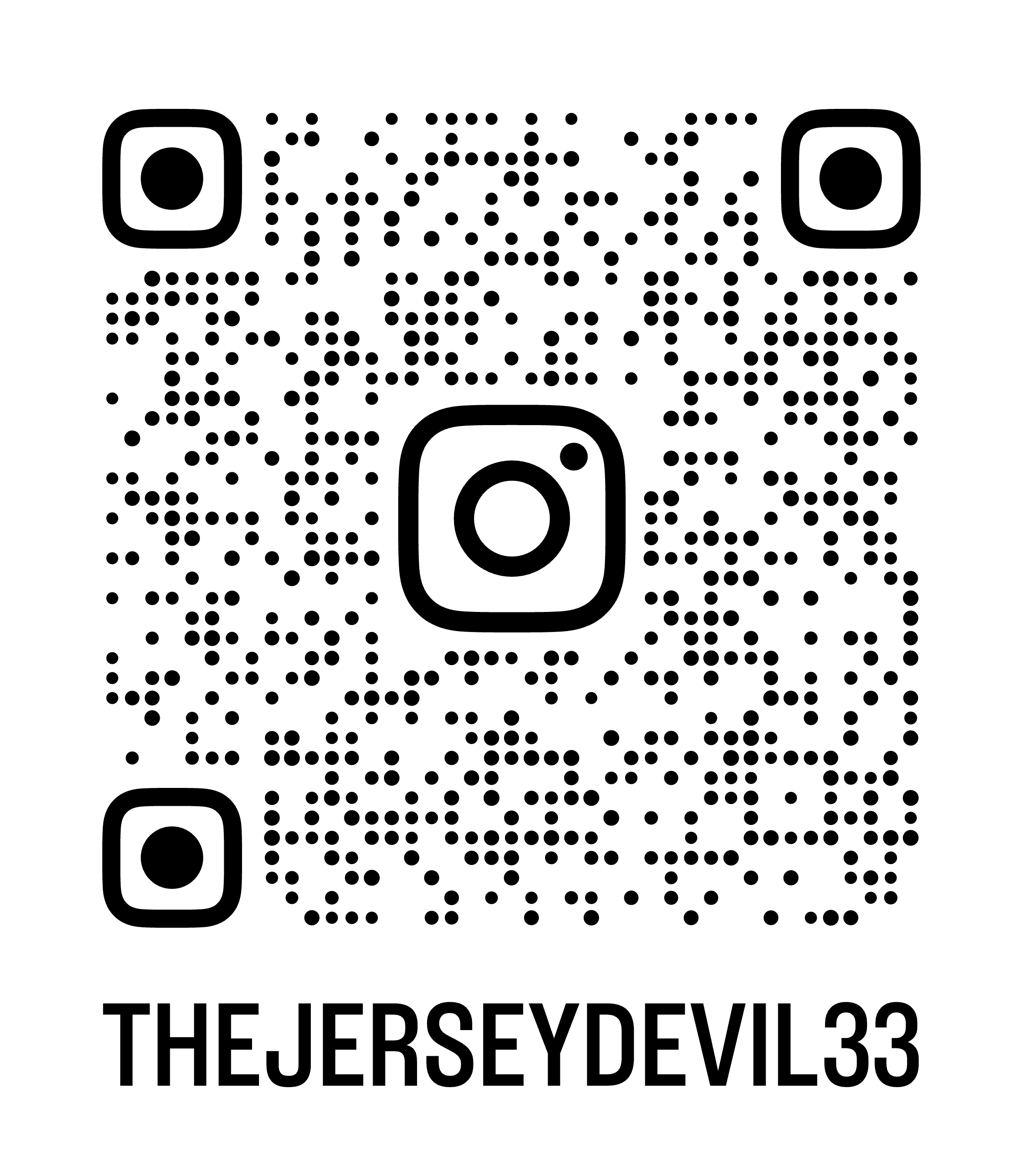 QR code with text 'THEJERSEYDEVIL33' underneath.