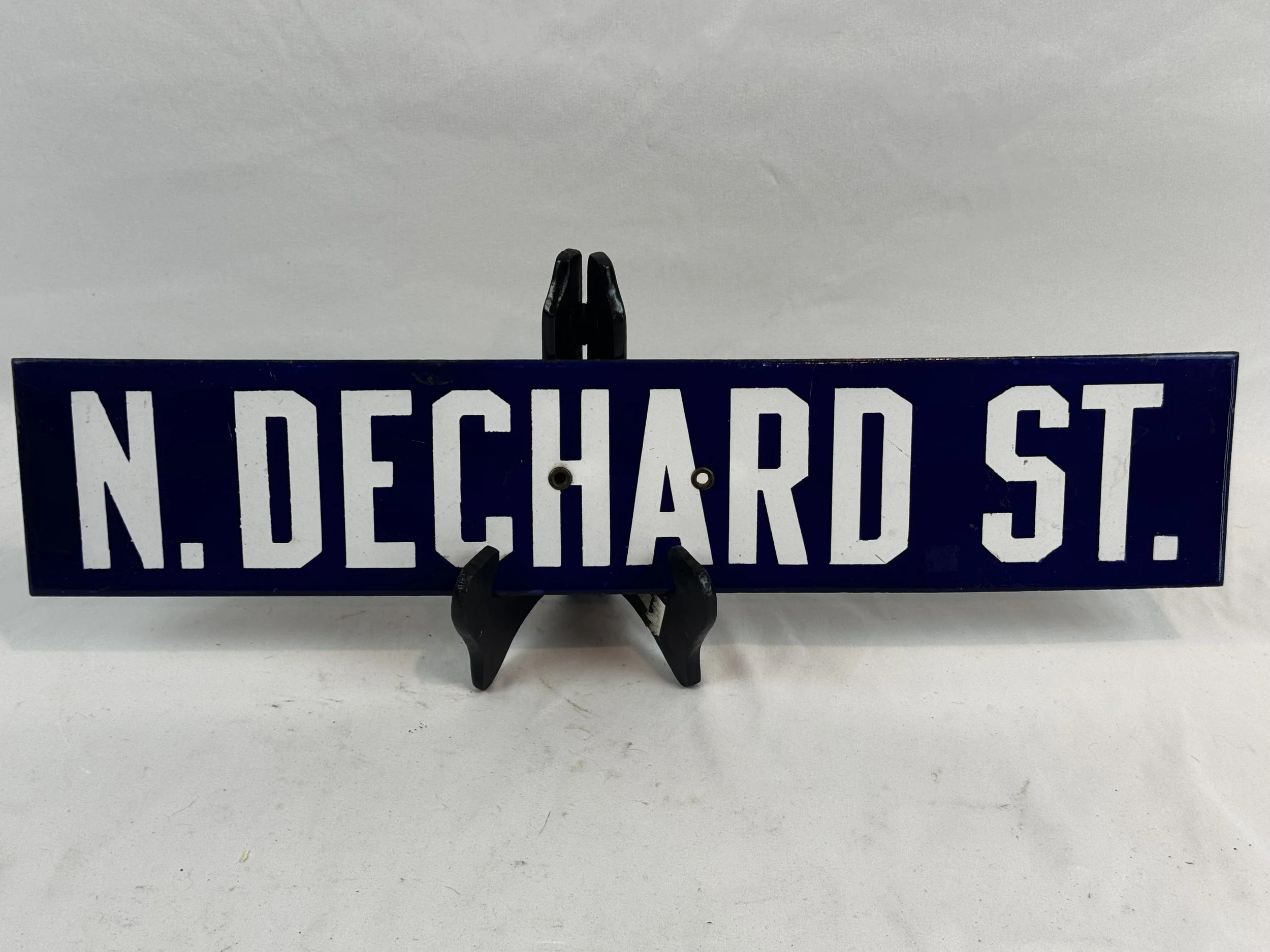 Porcelian Single Sided Street Sign "N. Dechard St"