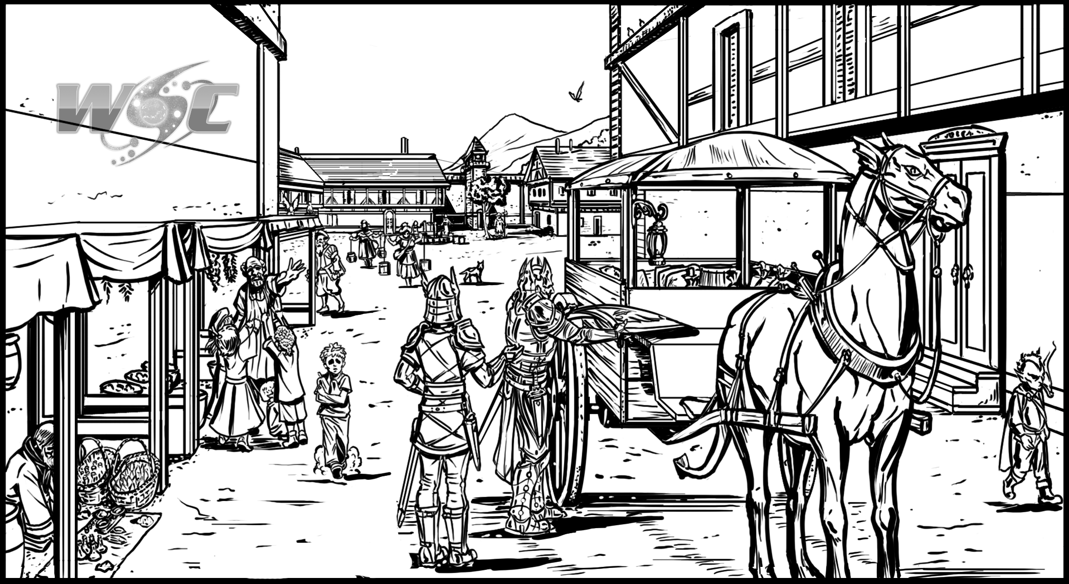 HEROES RESTOCK IN TOWN
(Black and White Page)