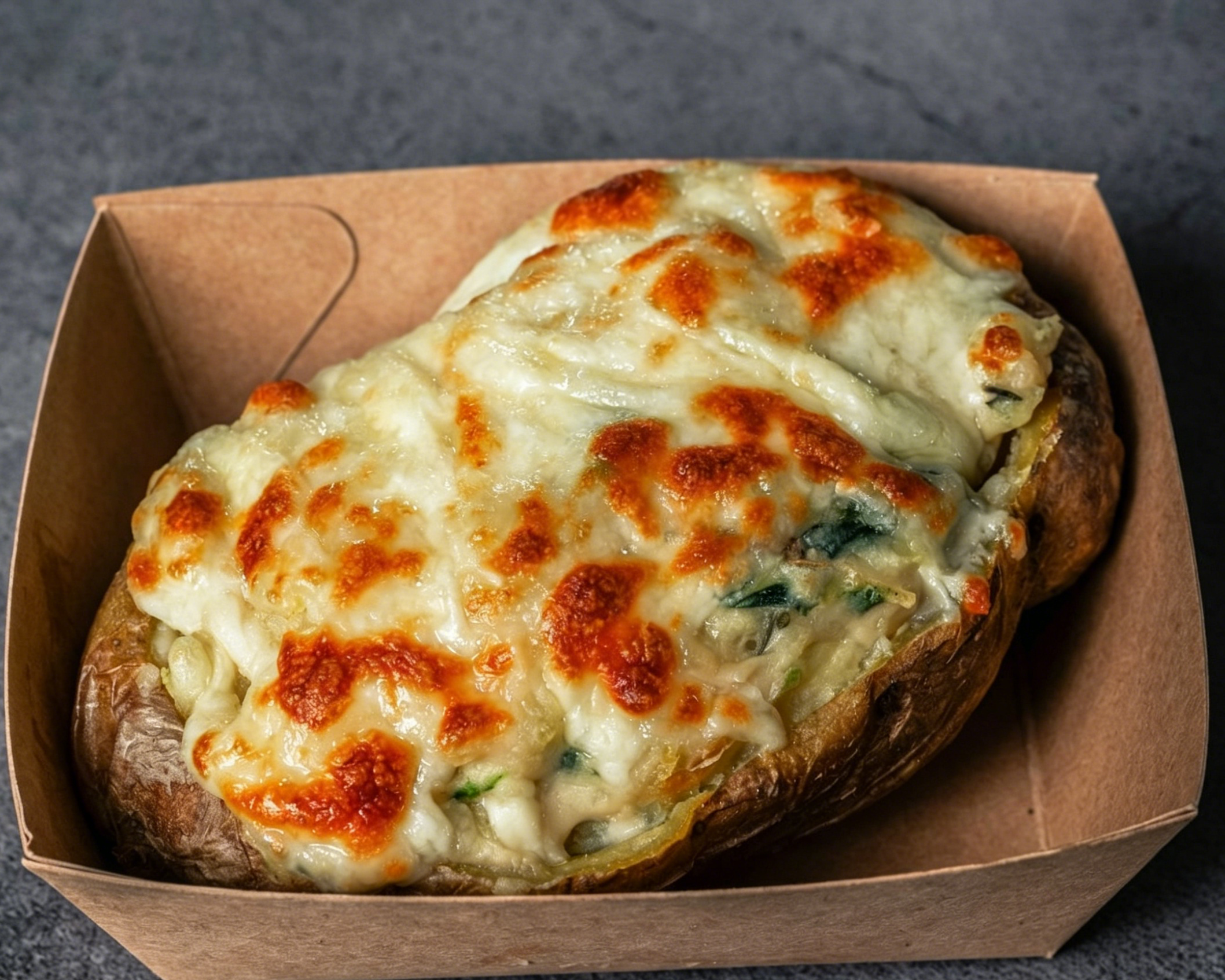 Huisgemaakte hartige Potato Pie ovenschotel met kaas en Furikake topping in Hilversum